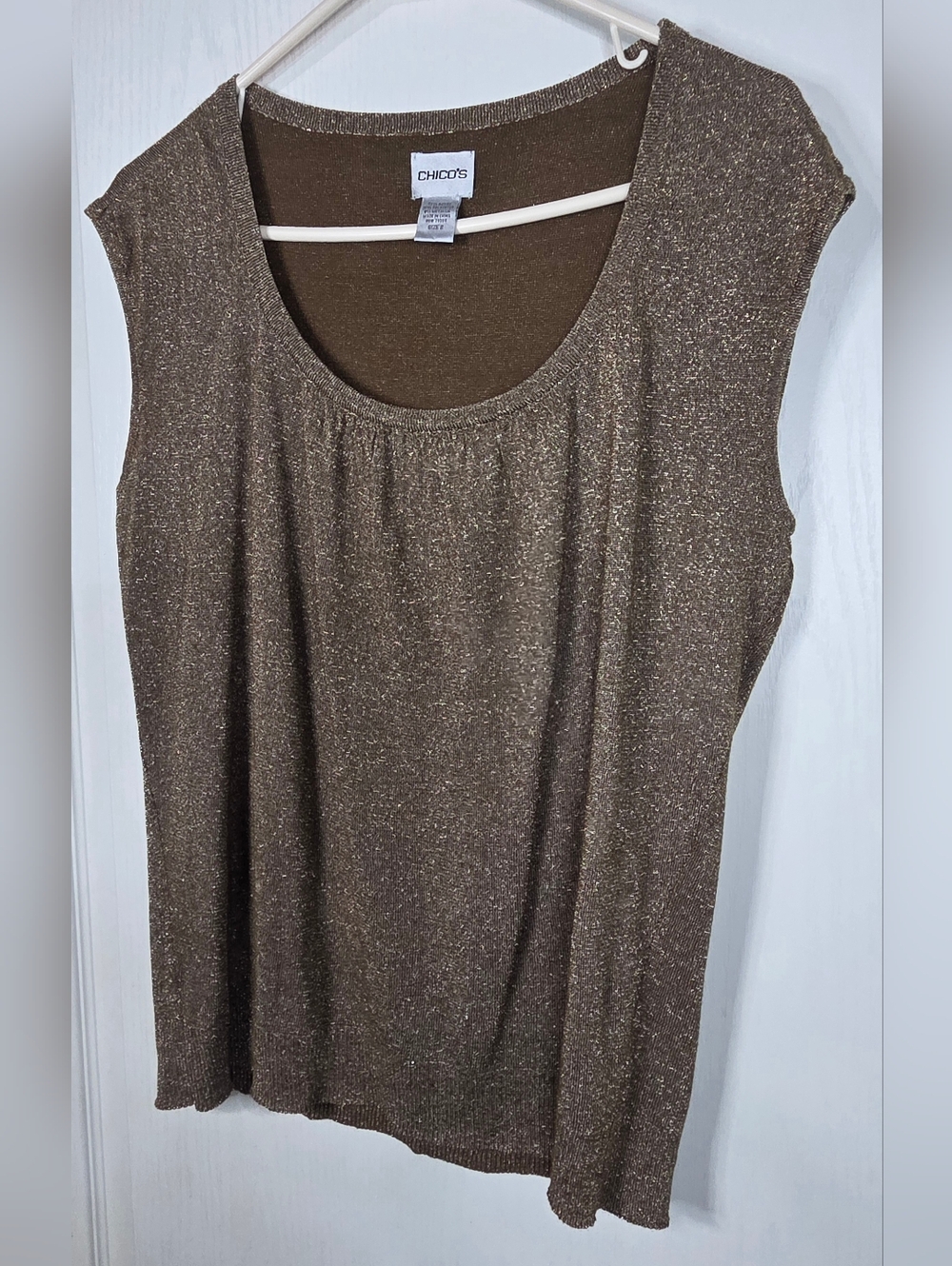 Chico's Metallic Brown Sleeveless Knit Top - Picture 3 of 6
